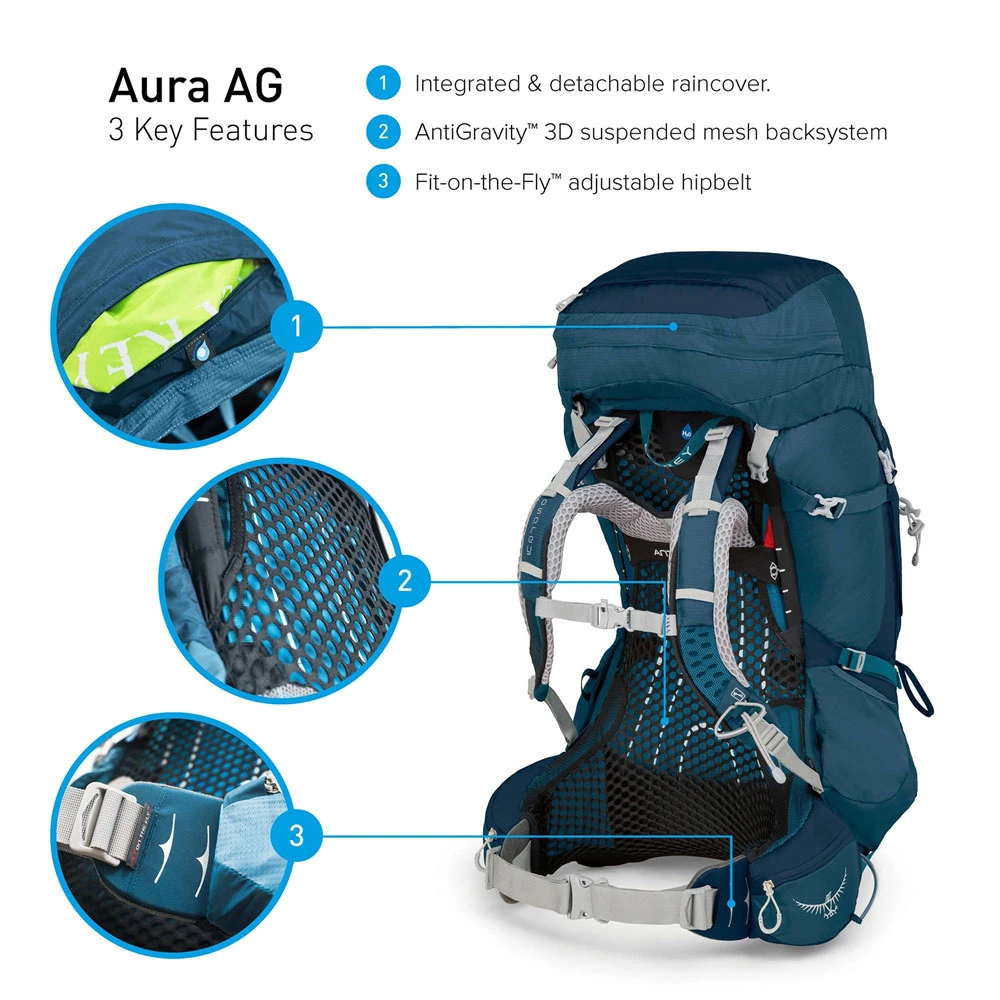 Osprey Aura AG 50 Wanderrucksack Challenger Blue Damen 8 Osprey Aura AG 50 Wanderrucksack Challenger Blue Damen – Bild 6