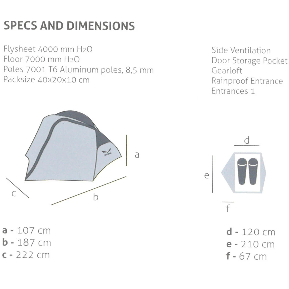 Salewa Micra 2 Zelt Cactus/Grey Damen, Herren 4 Salewa Micra 2 Zelt Cactus/Grey Damen, Herren – Bild 2