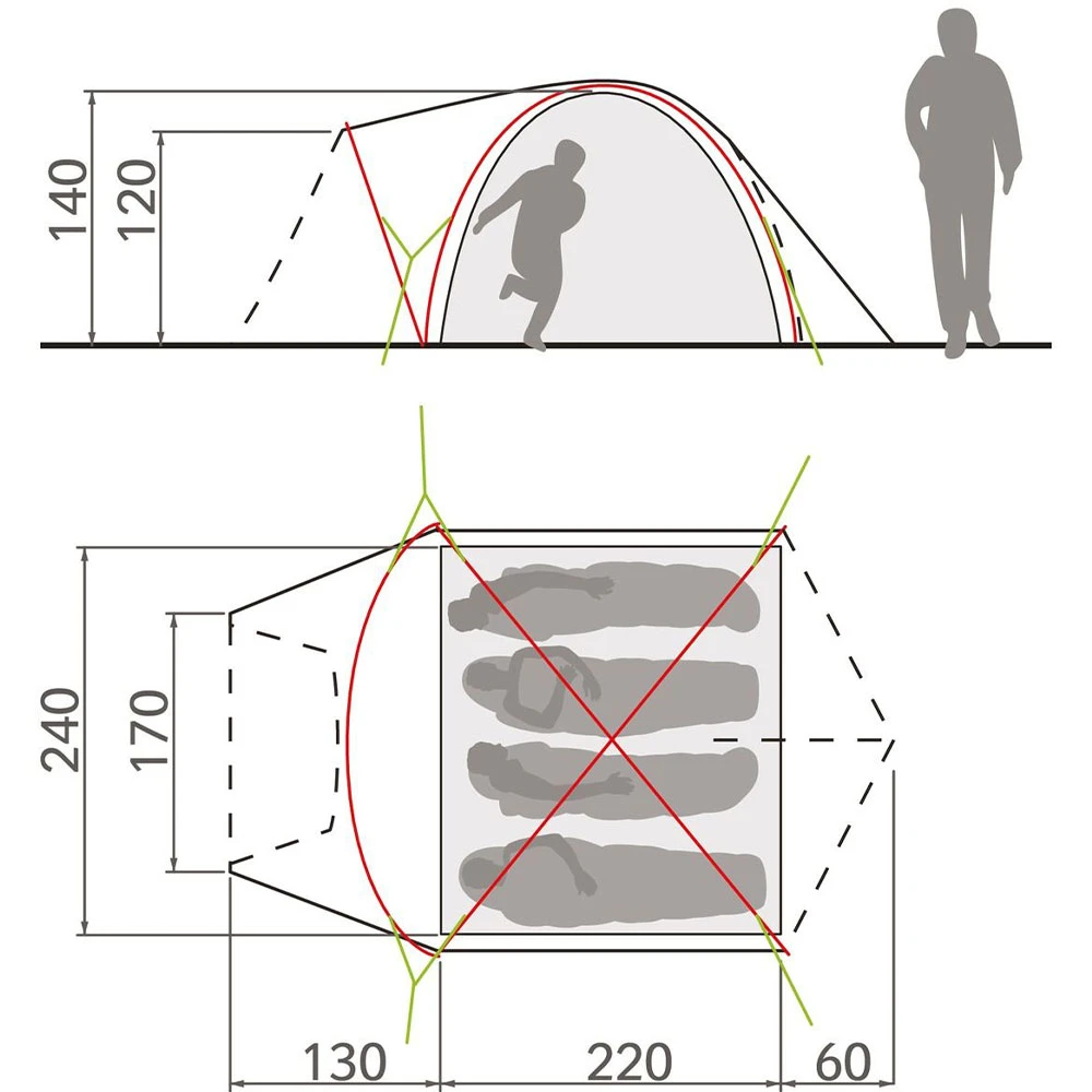 Vaude Campo Grande XT 4 Kuppelzelt Chute Green Damen, Herren 6 Vaude Campo Grande XT 4 Kuppelzelt Chute Green Damen, Herren – Bild 4
