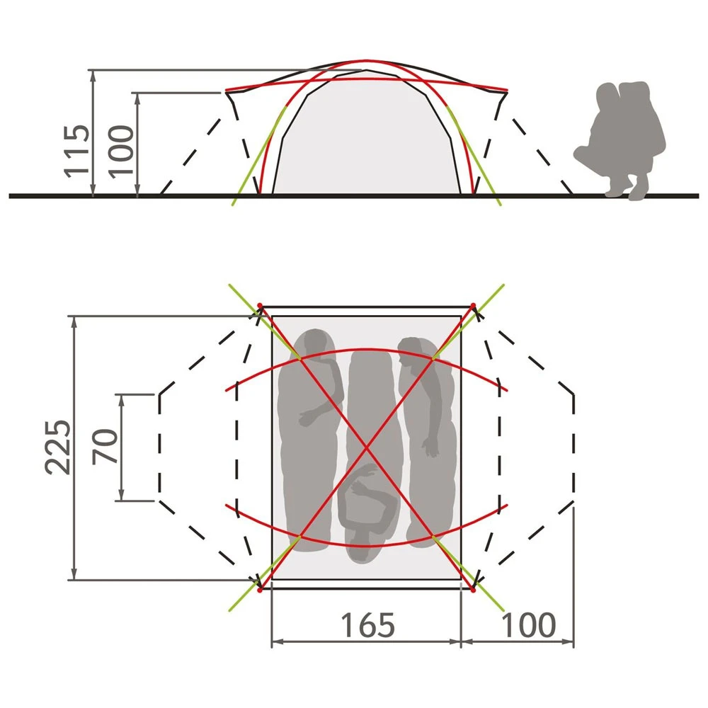 Vaude Space L 3 Kuppelzelt Avocado Damen, Herren 7 Vaude Space L 3 Kuppelzelt Avocado Damen, Herren – Bild 5